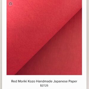 Washi Arts Red Moriki Kozo Handmade Japanese Paper